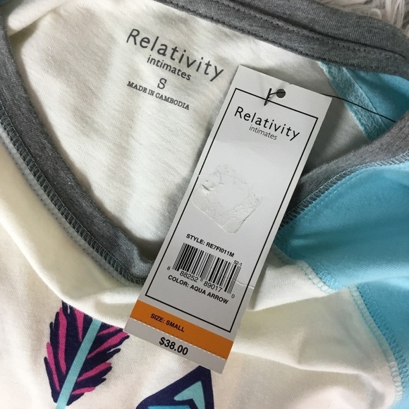 Relativity Small aqua arrow intimates sleep top - Picture 3 of 10
